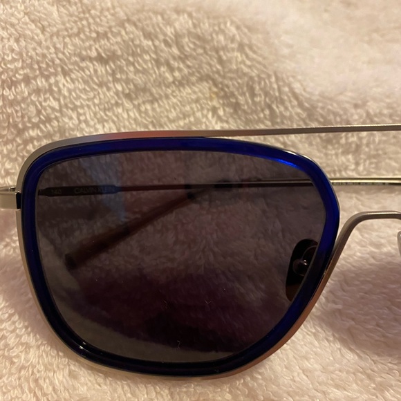 NWOT Calvin Klein Titanium Blue Silver sunglasses - Picture 4 of 9